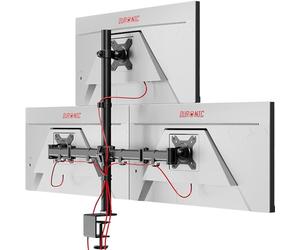 Duronic DM253 BK Braccio per 3 monitor da 13 a 27 pollici | Supporto schermi triplo | Inclinazione e altezza regolabile | VESA 75 100 | Supporto monitor ergonomico doppio articolato per PC e morsetto