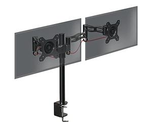 Duronic DM352 BK Braccio per 2 monitor per computer | Supporto doppio schermo PC articolato ergonomico | VESA 75 100 | Altezza regolabile | Rotativo inclinabile Girevole | Compatibilità universale