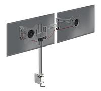 Duronic DM352 SR Braccio per 2 monitor da 13 a 27 pollici | Supporto schermi doppio | Inclinazione e altezza regolabile | VESA 75 100 | Supporto monitor ergonomico doppio articolato per PC argento