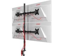 Duronic DMT154 BK Supporto da scrivania per monitor 13"-27" | Per 4 schermi fino a 8kg | Altezza regolabile | Staffa da 100 cm | Inclinazione +90°/-35°, rotazione 180°, rotazione 360°| VESA 75/100