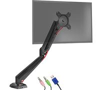 Duronic DMUSB5X1 Supporto da scrivania monitor 15” - 27” staffa schermo con braccio estensore regolazione a gas presa jack e USB alla base VESA MAX 100 x 100mm struttura in acciaio INOX portata 8kg