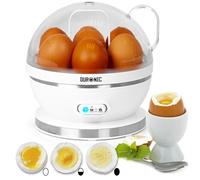 Duronic EB27 WE Cuociuova 400W, Fino a 7 uova, Sode, alla coque o medie, Cuoci uova, Bollitore uova con Funzione mantenimento in caldo, Misurino e coppette per cottura in camicia
