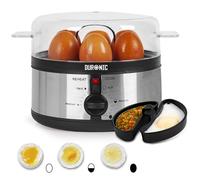Duronic EB35 BK Cuociuova elettrico, 350W Cuoci uova fino a 7 uova, Bollitore uova per uova Sode Medie Alla coque, Cuocitore di Uova con 2 vassoi per Frittata uovo in camicia Omelet maker, Egg cooker