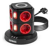 Duronic ET8W Multipresa Torre 3680W con 8 Prese Schuko + 3 USB + Ricarica