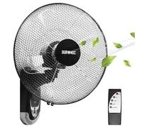Duronic FN55 BK Ventilatore da Parete Silenzioso con Telecomando, Ventilatore Oscillante a Muro 3 Velocità, Timer, Montaggio Facile, Ventola Potente e Salvaspazio per Casa o Ufficio, Nero