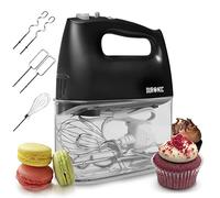 Duronic HM4 BK Sbattitore elettrico 400 W, Mixer 5 velocità e funzione turbo, Frusta elettrica con contenitore per accessori, 2 sbattitori 2 ganci e 1 frusta in acciaio INOX, Nero, Leggero