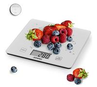 Duronic KS1080 Bilancia da cucina Portata 1g / 5 kg | Bilancia ad alta precisione con display digitale, Piattaforma in vetro argento, Funzione Tara