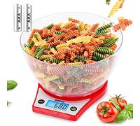 Duronic KS6000 RD Bilancia da Cucina Digitale Precisa 1g-5kg con Ciotola | Dolci e Pasticceria Rosso