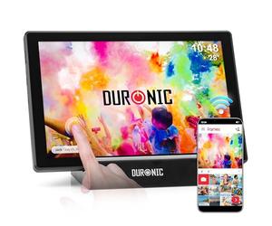 Duronic PF1D BK Cornice Digitale da 10,1 pollici Wi-Fi, Touch Screen IPS 1280x800, Memoria 32GB, USB-C, Stand Ricarica, Frameo App - Cornice Foto Elettronica Nero per Condivisione Immagini