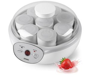 Duronic YM2 Yogurtiera elettrica automatica - 8 vasetti in ceramica da 125 ml - Macchina per yogurt con display digitale timer impostabile - Ideale per preparare yogurt fatti in casa