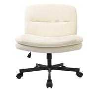 Durrafy Sedia da ufficio, girevole a 360°, con ruote di freno a gravità, senza braccioli, altezza regolabile, portata fino a 136 kg, per camera da letto, ufficio, soggiorno, beige