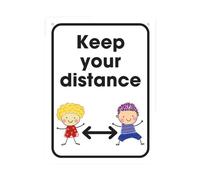 Durus School Keep Your Distance Targa da parete in polipropilene resistente bian