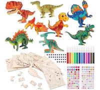 dusaniyali Set di 16 dinosauri in legno, per bambini dai 4, 5, 6, 7, 8, 9 | Set fai da te per bambini di 4, 5, 6, 7, 8, 9 anni, per bambini, dinosauri 3D, fai da te, da dipingere