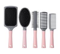 dusaniyali Set di 5 spazzole per capelli, massaggianti, spazzole per capelli, setole per rilassamento, pettine antistatico, per donne, uomini, bambini, tutti i capelli bagnati o asciutti