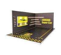 DuskHaven 1/24 Garage Display Case Scene Layout Scene Decoration Parking Space Vehicle Garage Showcase Layout DIY LED Lighting, Nero