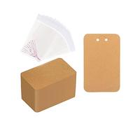 DuskHaven 100 Cartoncini Portachiavi con Bustine Autosigillanti per, Etichette, Tasca Trasparente, Marrone