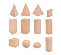 DuskHaven 12 Blocchi di Legno con Forme Geometriche 3D E Solidi Geometrici per Giochi di Matematica, Giocattoli per Bambini Dai 3 Anni in Su.