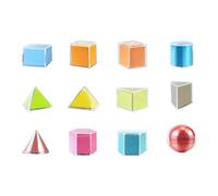 DuskHaven 12 Pezzi di Blocchi di Forme Geometriche 3D, Blocchi Trasparenti con Motivi Decorativi, Giocattoli Educativi per Bambini E Bambine della Sc