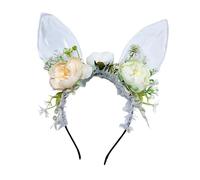 DuskHaven Cerchietto con Orecchie Da Pasquale, Accessorio per Capelli Carino per Natale, Carnevale, Pasqua, Feste E Decorazioni, bianco