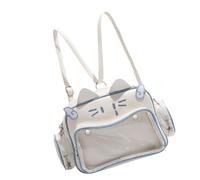 DuskHaven Ita Bag Donna Borsa Tracolla Trasparente Portatile Pu Zaino Portaoggetti Multiplo Tote Cat Shape Adatta per Shopping Tempo Libero Scuola, Blu