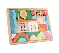 DuskHaven Puzzle di Blocchi Impilabili Colorati, Giocattolo Decorativo Arcobaleno per Bambini Da 1 a 5 Anni