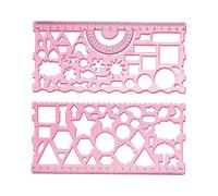 DuskHaven Righello Geometrico Multifunzionale, Resistente, Leggero E Portatile, Modello da Disegno per Architettura, Misurazione, Forniture per Ufficio, Edilizi, Rosso