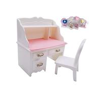 DuskHaven Set di Scrivania E Sedia in Miniatura per Casa delle Bambole in 1:6, Modello di Scena Fai-da-Te, Accessori Decorativi per Quaderni per Casa, con Cancelleria