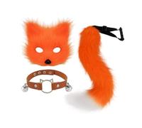 DuskHaven Set Maschera E Coda da Therian per Ragazze, Set Maschera con Coda di Animale per Spettacoli Teatrali, Arancione