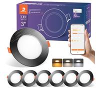 DUSKTEC Faretti LED da Incasso per Cartongesso Nero Smart Bluetooth, 6 Pezzi, Faretti LED Soffitto Alexa, 2700K-6000K Bianco Freddo Caldo, Dimmerabili con APP, IP44 220V Faretto Foro 68-85mm