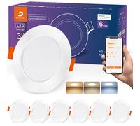 DUSKTEC Faretti LED da Incasso per Cartongesso Smart, Compatibile con Alexa, 220V Faretti LED Spot Interno Intelligente Bluetooth 7W 660LM, Bianco Regolabile 2700K-6000K, App Controllato, 6 Pezzi
