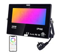 DUSKTEC Faretto LED Esterno RGBW 2 Pezzi, 220V Faro 30W Dimmerabile Smart Bluetooth con APP, 16 Milioni Cambio Colore, Luce Impermeabile Colorata con Spina per Giardino Cortile Feste