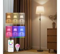 DUSKTEC Lampada Da Terra Intelligente Per Soggiorno Cambio Colore RGB | Compatibile Con Alexa E Controllo Tramite App, 16 Milioni Di Colori, Dimmerazione Dall'1% Al 100%, Musica Sincronizzata