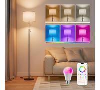 DUSKTEC Lampada da Terra RGB Compatibile Alexa e APP, Smart Lampada Piantana da Terra Dimmerabile Altezza Regolabile per Salotto Camera da Letto Soggiorno, 2700K-6000K Luce Bianco Caldo Fredda