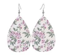 Dusky Rose Orecchini in pelle a goccia da donna con stampa ciondolo con gancio moda vintage festa uso quotidiano, Misura unica, Pelle