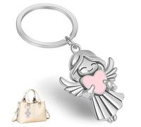 DUSPAK 1 Pezzo Portachiavi Angelo Custode, Ciondolo portafortuna, angelo con Cuori, adatto come Regalo per Donne, Fidanzate, Colleghe
