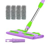Dust Mop For Hardwood Floors - 38 x 15 cm Kitchen Mop with 4 Washable Pads | Telescopic Handle Mops | 360 gradi Rotatable Cleaning Tool For Kitchen Bathroom Wood Tile