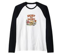 Dust to Dust Retro Skull con fiori Memento Mori Maglia con Maniche Raglan