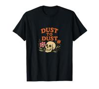 Dust to Dust Retro Skull con fiori Memento Mori Maglietta