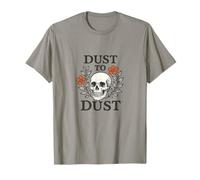 Dust to Dust Retro Skull con fiori Memento Mori Maglietta