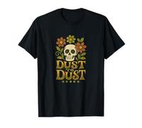 Dust to Dust Retro Skull con fiori Memento Mori Maglietta
