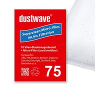 dustwave D75-10 Sacchetti per aspirapolvere, Micropile Multistrato, Bianco