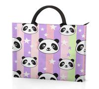 Dusviba Animal Panda Stars Stripe Custodia per computer portatile con manici, borsa per laptop da 13,3 pollici con tasche, impermeabile, resistente agli urti, per lavoro, scuola, viaggi