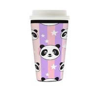 Dusviba Animal Panda Stars Stripe - Manicotto per caffè ghiacciato, riutilizzabile, isolato, in neoprene, lavabile, antiscivolo, per bicchieri, bottiglie, bicchieri, 453,6-510,3 g