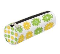 Dusviba Astuccio cilindrico rotondo a forma di fetta di limone, portatile, multiuso, per cancelleria, cosmetici, da viaggio, con cerniera, per bambini, adolescenti, adulti