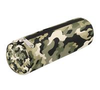 Dusviba Astuccio cilindrico rotondo con motivo mimetico classico, portapenne, portatile, multiuso, per cancelleria, cosmetici, da viaggio, con cerniera, per bambini, adolescenti, adulti