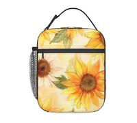 Dusviba Borsa termica per il pranzo per bambini con girasoli dipinti vintage, per ragazzi e ragazze, riutilizzabile, leggera, borsa termica per il pranzo, con tracolla, per scuola, viaggi, picnic