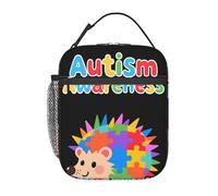 Dusviba Borsa termica per il pranzo per bambini con riccio per la consapevolezza dell'autismo, riutilizzabile, leggera, con tracolla, per scuola, viaggi, picnic, spiaggia