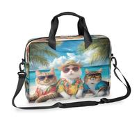 Dusviba Cool Cats Summer Beach Borsa per computer portatile da 40,6 cm, borsa a tracolla per uomo e donna, borsa a tracolla con manico e tracolla staccabile, borsa messenger per computer da ufficio