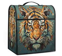 Dusviba Copertura antipolvere a forma di testa di tigre astratta per mixer e macchina da caffè, copertura impermeabile in poliestere per elettrodomestici da cucina con manico e tasche portaoggetti