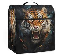 Dusviba Copertura antipolvere a forma di tigre con pittura a olio retrò per macchina da caffè, copertura impermeabile in poliestere per elettrodomestici da cucina con manico e tasche portaoggetti